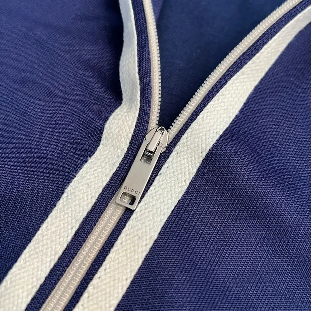 GUCCI BOYS JERSEY “GG” TRIM ZIP UP 24M